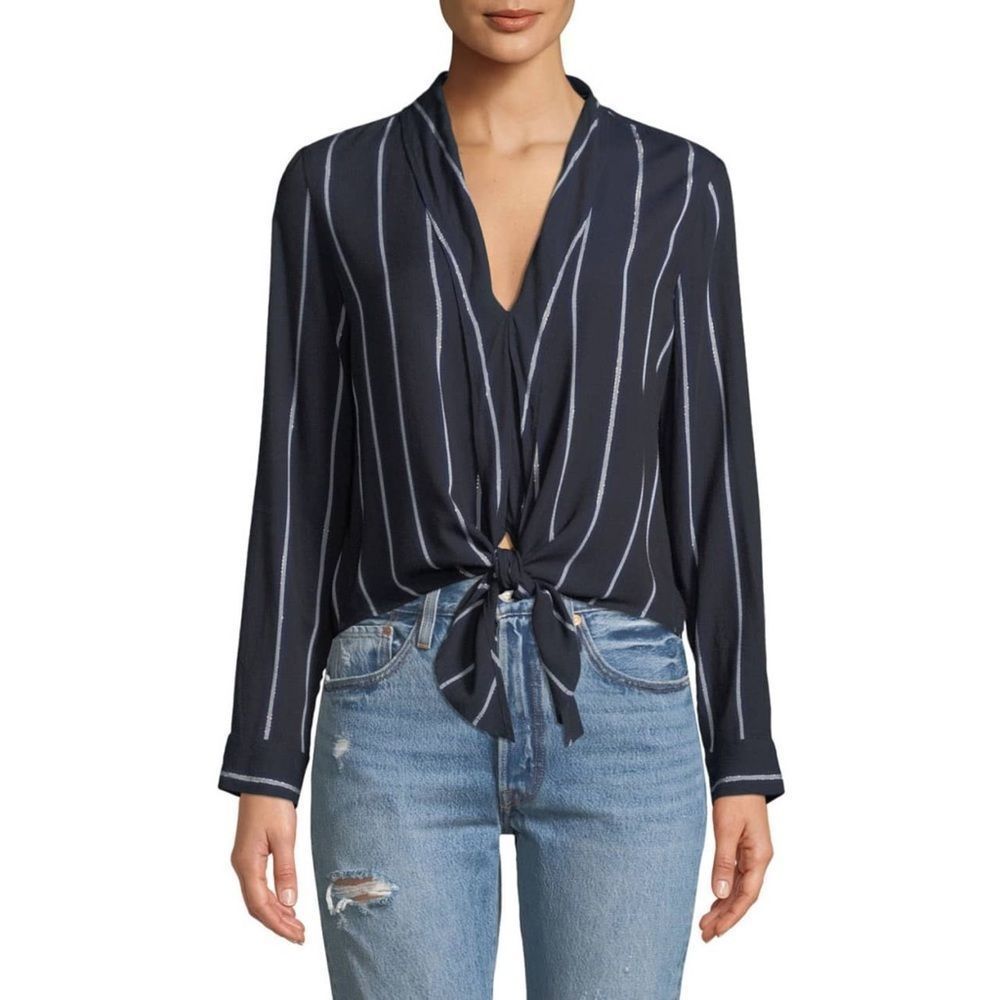 💖 RAILS Ava V-Neck Tie-Front Striped Blouse Top MEDIUM​